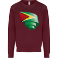 Curled Guyana Flag Guyanese Day Football Mens Sweatshirt Jumper Maroon