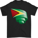 Curled Guyana Flag Guyanese Day Football Mens T-Shirt 100% Cotton Black