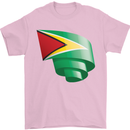 Curled Guyana Flag Guyanese Day Football Mens T-Shirt 100% Cotton Light Pink