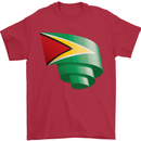 Curled Guyana Flag Guyanese Day Football Mens T-Shirt 100% Cotton Red