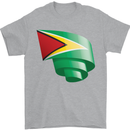Curled Guyana Flag Guyanese Day Football Mens T-Shirt 100% Cotton Sports Grey