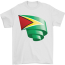 Curled Guyana Flag Guyanese Day Football Mens T-Shirt 100% Cotton White