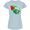 Curled Guyana Flag Guyanese Day Football Womens Petite Cut T-Shirt Light Blue