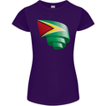 Curled Guyana Flag Guyanese Day Football Womens Petite Cut T-Shirt Purple