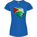 Curled Guyana Flag Guyanese Day Football Womens Petite Cut T-Shirt Royal Blue