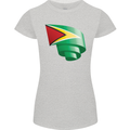 Curled Guyana Flag Guyanese Day Football Womens Petite Cut T-Shirt Sports Grey