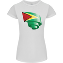 Curled Guyana Flag Guyanese Day Football Womens Petite Cut T-Shirt White