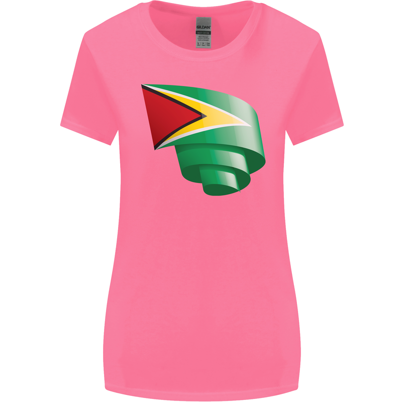 Curled Guyana Flag Guyanese Day Football Womens Wider Cut T-Shirt Azalea