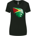 Curled Guyana Flag Guyanese Day Football Womens Wider Cut T-Shirt Black