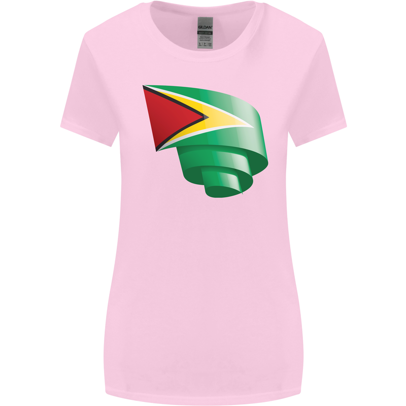 Curled Guyana Flag Guyanese Day Football Womens Wider Cut T-Shirt Light Pink