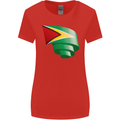 Curled Guyana Flag Guyanese Day Football Womens Wider Cut T-Shirt Red