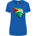 Curled Guyana Flag Guyanese Day Football Womens Wider Cut T-Shirt Royal Blue