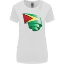 Curled Guyana Flag Guyanese Day Football Womens Wider Cut T-Shirt White