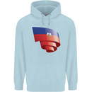Curled Haiti Flag Haitian Day Football Childrens Kids Hoodie Light Blue