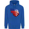 Curled Haiti Flag Haitian Day Football Childrens Kids Hoodie Royal Blue