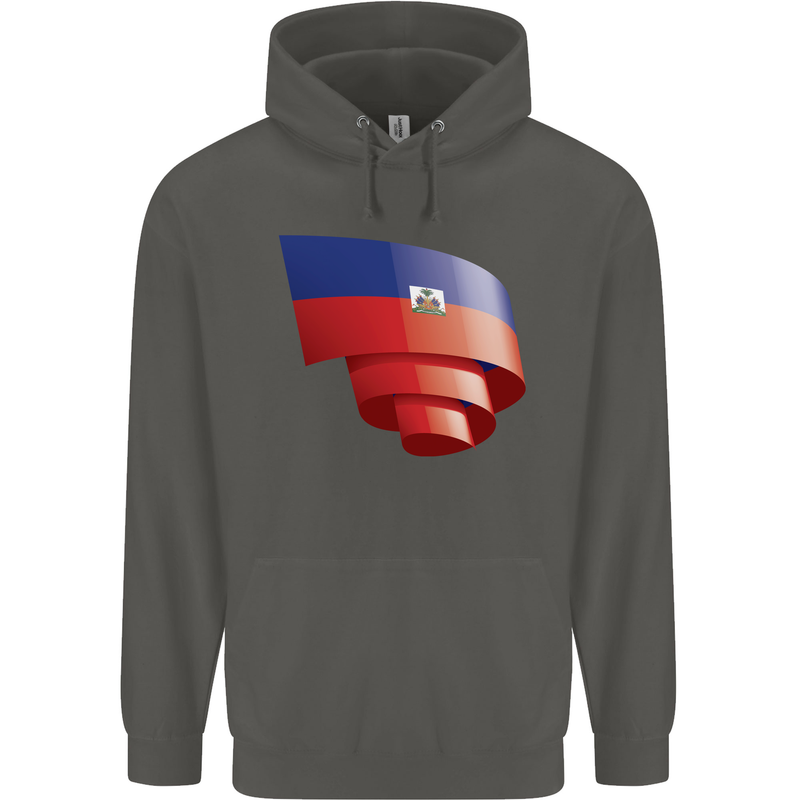 Curled Haiti Flag Haitian Day Football Childrens Kids Hoodie Storm Grey