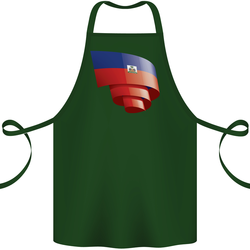 Curled Haiti Flag Haitian Day Football Cotton Apron 100% Organic Forest Green