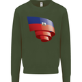 Curled Haiti Flag Haitian Day Football Kids Sweatshirt Jumper Forest Green