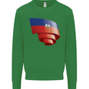 Curled Haiti Flag Haitian Day Football Kids Sweatshirt Jumper Irish Green