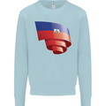 Curled Haiti Flag Haitian Day Football Kids Sweatshirt Jumper Light Blue
