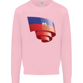 Curled Haiti Flag Haitian Day Football Kids Sweatshirt Jumper Light Pink