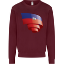 Curled Haiti Flag Haitian Day Football Kids Sweatshirt Jumper Maroon