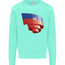 Curled Haiti Flag Haitian Day Football Kids Sweatshirt Jumper Peppermint