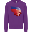 Curled Haiti Flag Haitian Day Football Kids Sweatshirt Jumper Purple