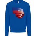 Curled Haiti Flag Haitian Day Football Kids Sweatshirt Jumper Royal Blue