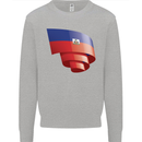 Curled Haiti Flag Haitian Day Football Kids Sweatshirt Jumper Sports Grey