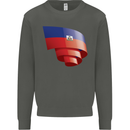 Curled Haiti Flag Haitian Day Football Kids Sweatshirt Jumper Storm Grey