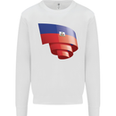 Curled Haiti Flag Haitian Day Football Kids Sweatshirt Jumper White