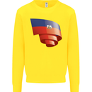 Curled Haiti Flag Haitian Day Football Kids Sweatshirt Jumper Yellow