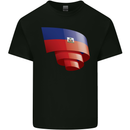 Curled Haiti Flag Haitian Day Football Kids T-Shirt Childrens Black