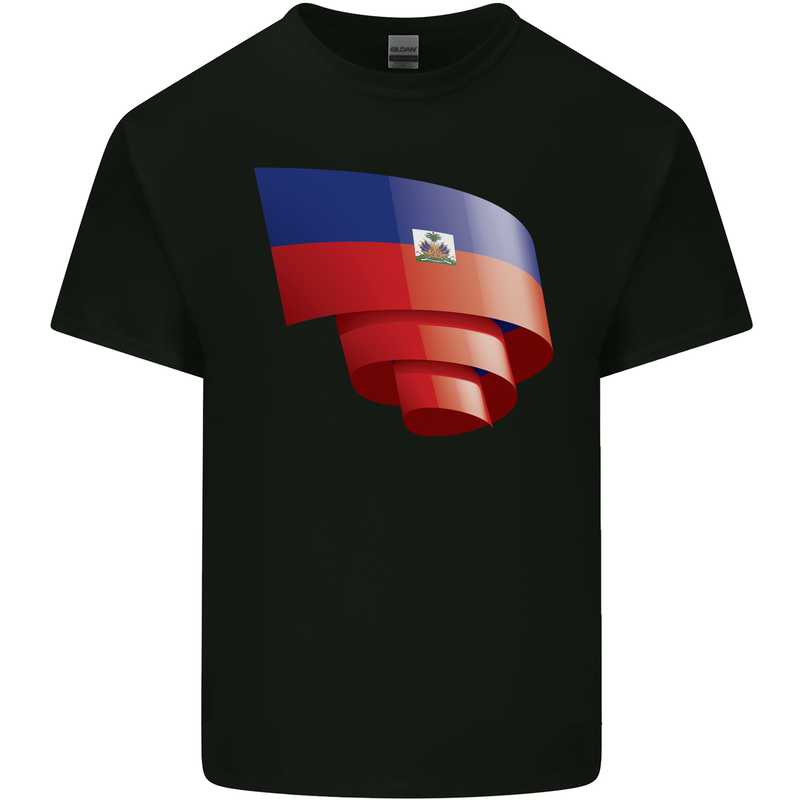 Curled Haiti Flag Haitian Day Football Kids T-Shirt Childrens Black