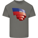 Curled Haiti Flag Haitian Day Football Kids T-Shirt Childrens Charcoal