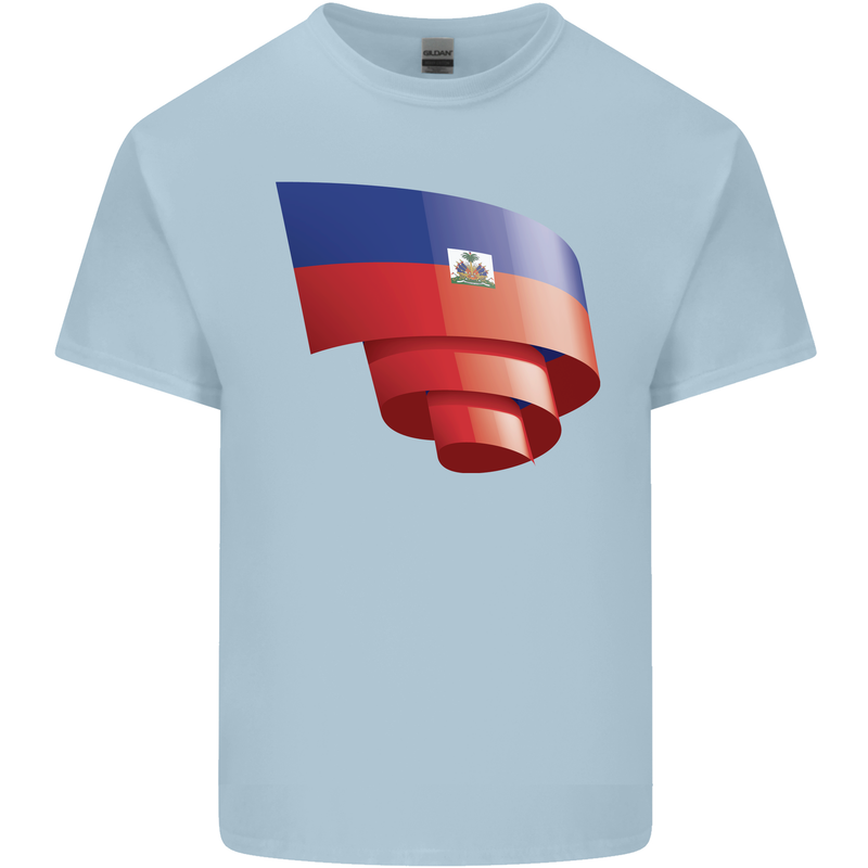 Curled Haiti Flag Haitian Day Football Kids T-Shirt Childrens Light Blue