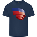 Curled Haiti Flag Haitian Day Football Kids T-Shirt Childrens Navy Blue