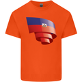 Curled Haiti Flag Haitian Day Football Kids T-Shirt Childrens Orange