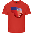 Curled Haiti Flag Haitian Day Football Kids T-Shirt Childrens Red