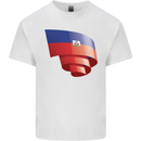 Curled Haiti Flag Haitian Day Football Kids T-Shirt Childrens White