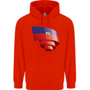Curled Haiti Flag Haitian Day Football Mens 80% Cotton Hoodie Bright Red