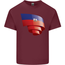 Curled Haiti Flag Haitian Day Football Mens Cotton T-Shirt Tee Top Maroon