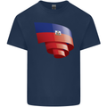 Curled Haiti Flag Haitian Day Football Mens Cotton T-Shirt Tee Top Navy Blue