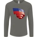 Curled Haiti Flag Haitian Day Football Mens Long Sleeve T-Shirt Charcoal