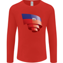 Curled Haiti Flag Haitian Day Football Mens Long Sleeve T-Shirt Red