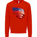 Curled Haiti Flag Haitian Day Football Mens Sweatshirt Jumper Bright Red
