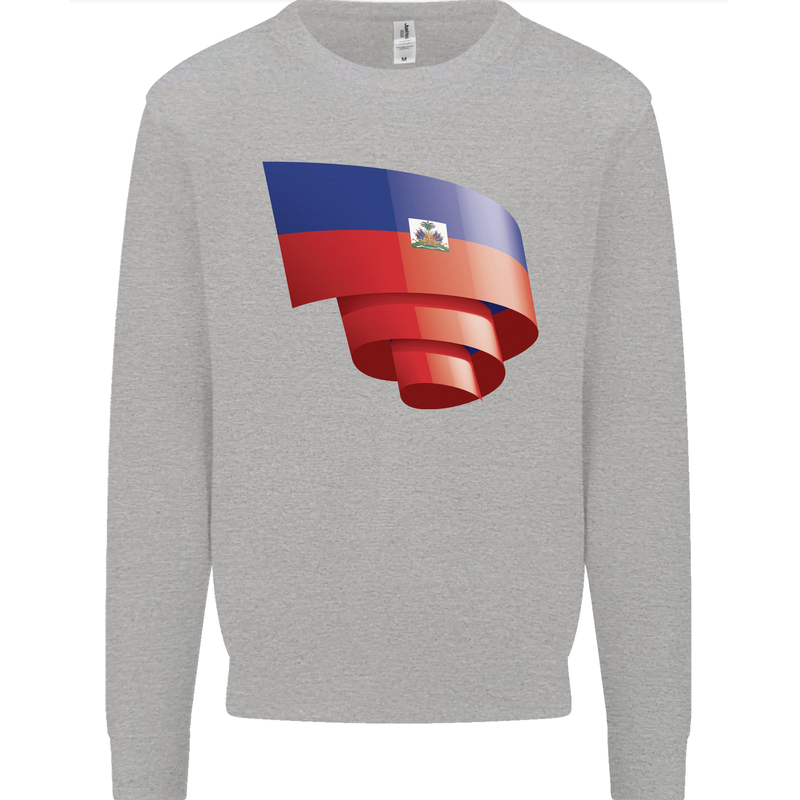 Curled Haiti Flag Haitian Day Football Mens Sweatshirt Jumper Sports Grey