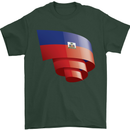 Curled Haiti Flag Haitian Day Football Mens T-Shirt 100% Cotton Forest Green