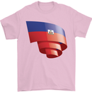 Curled Haiti Flag Haitian Day Football Mens T-Shirt 100% Cotton Light Pink